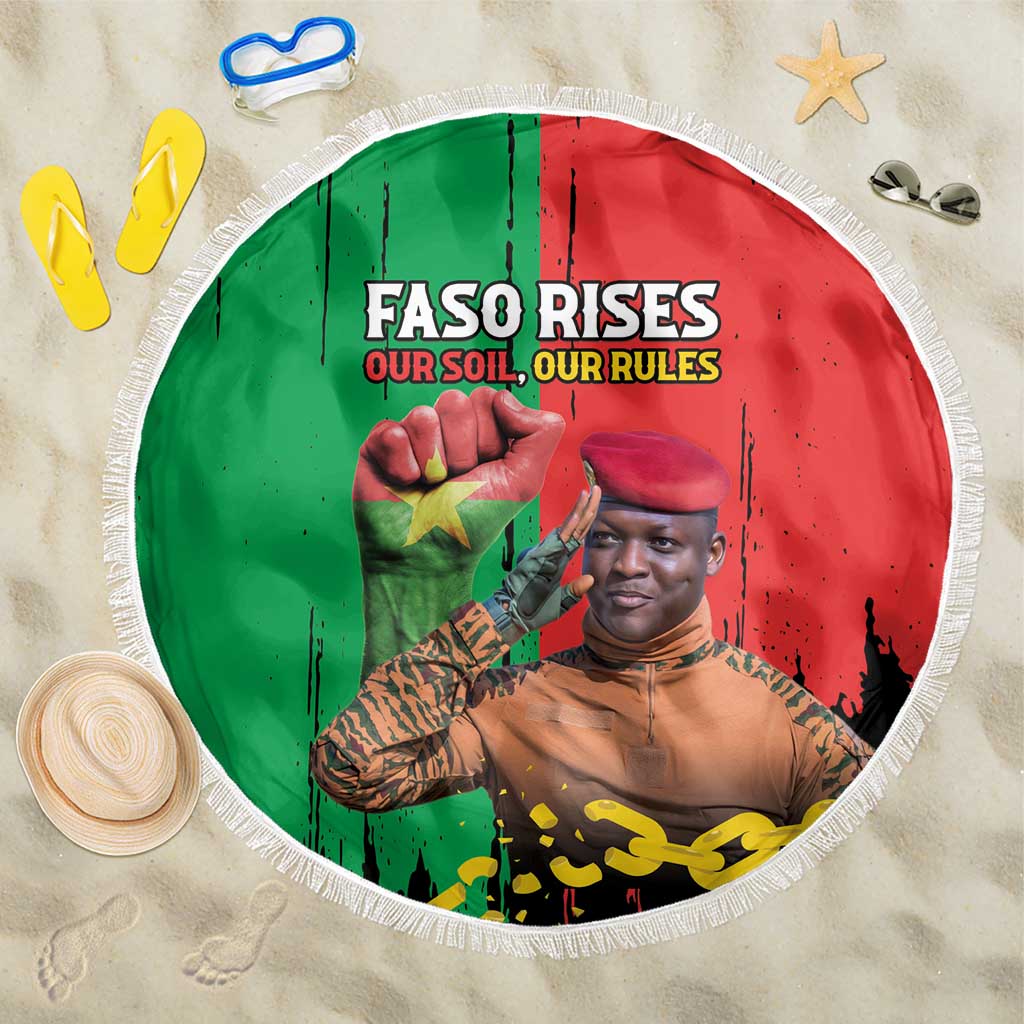 Faso Rises Our Soil Our Rules Beach Blanket Ibrahim Traore Revolutionary Spirit