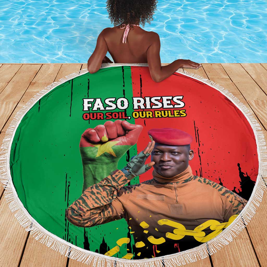Faso Rises Our Soil Our Rules Beach Blanket Ibrahim Traore Revolutionary Spirit