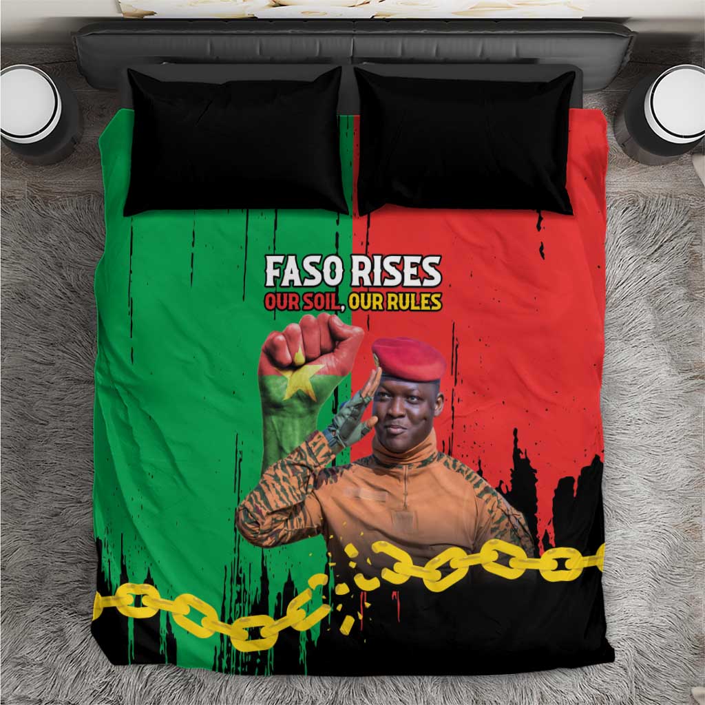 Faso Rises Our Soil Our Rules Bedding Set Ibrahim Traore Revolutionary Spirit