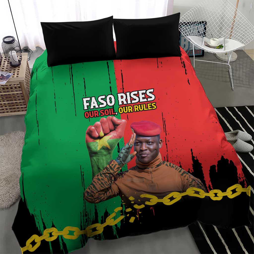 Faso Rises Our Soil Our Rules Bedding Set Ibrahim Traore Revolutionary Spirit