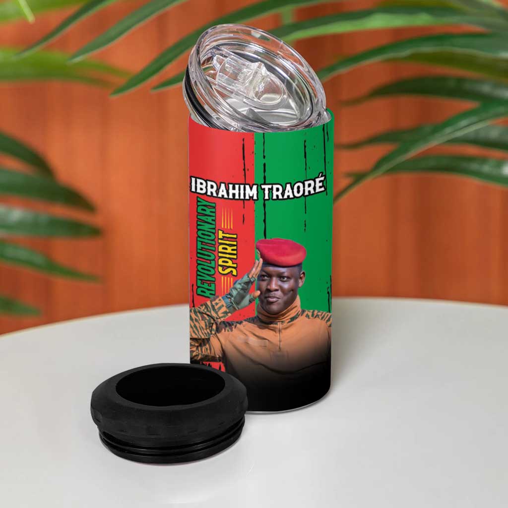 Faso Rises Our Soil Our Rules 4 in 1 Can Cooler Tumbler Ibrahim Traore Revolutionary Spirit