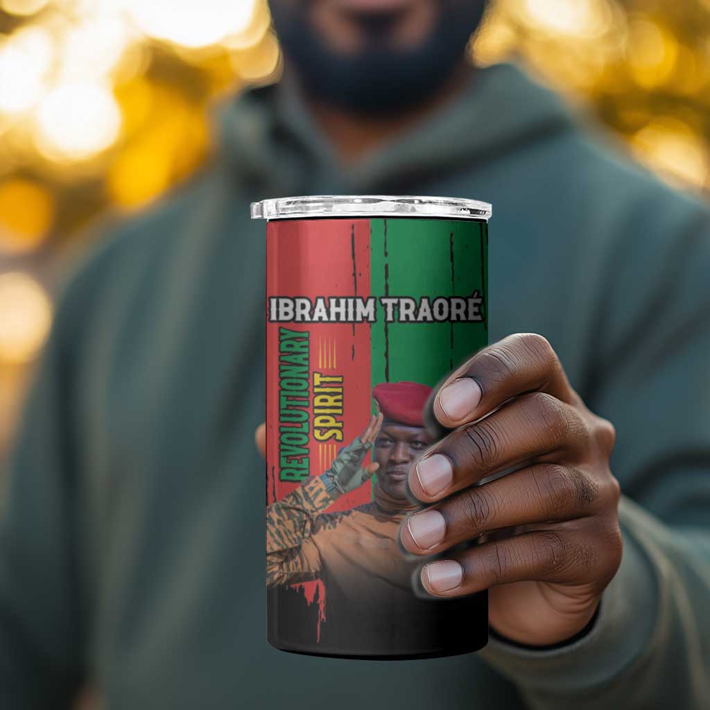 Faso Rises Our Soil Our Rules 4 in 1 Can Cooler Tumbler Ibrahim Traore Revolutionary Spirit