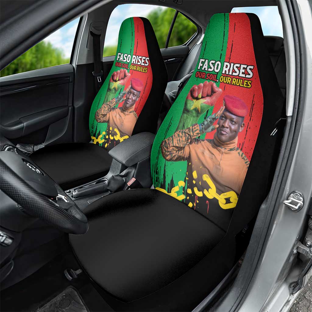 Faso Rises Our Soil Our Rules Car Seat Cover Ibrahim Traore Revolutionary Spirit