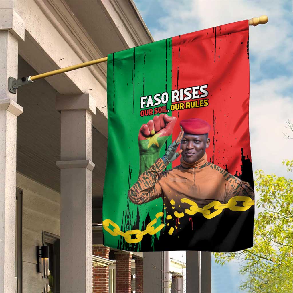 Faso Rises Our Soil Our Rules Garden Flag Ibrahim Traore Revolutionary Spirit