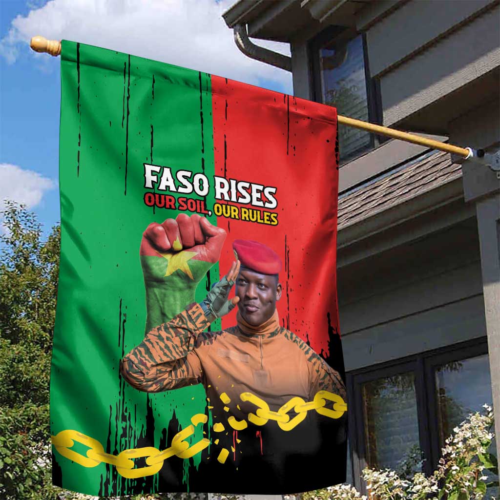 Faso Rises Our Soil Our Rules Garden Flag Ibrahim Traore Revolutionary Spirit