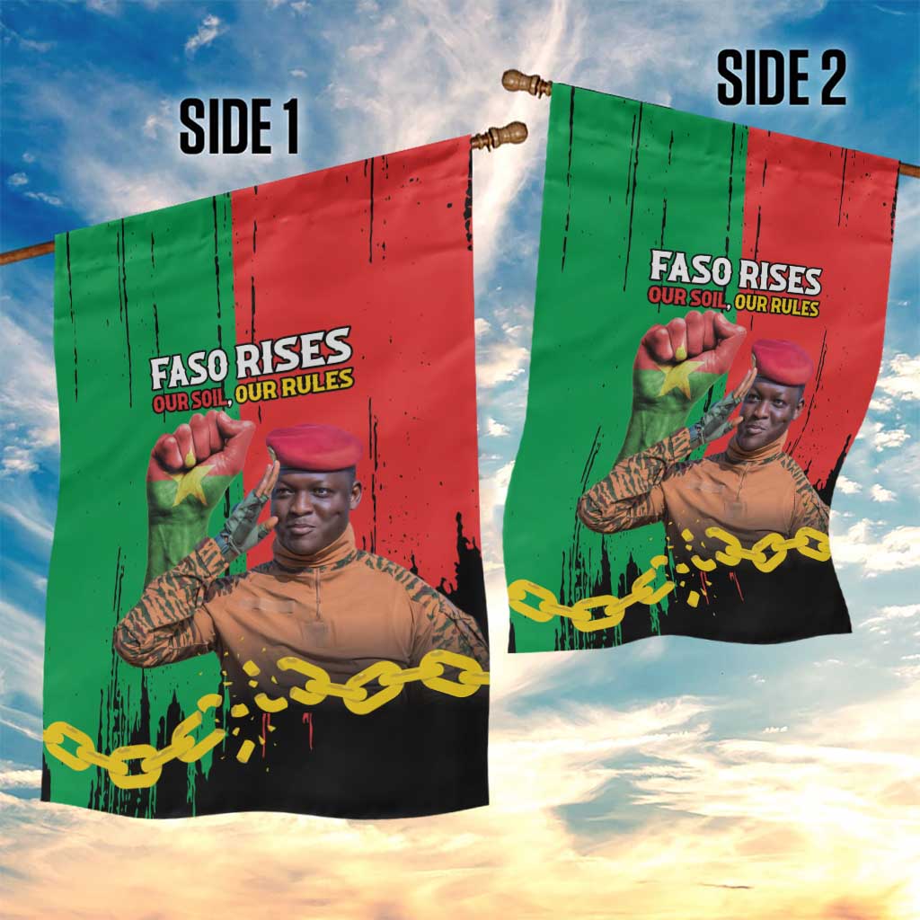 Faso Rises Our Soil Our Rules Garden Flag Ibrahim Traore Revolutionary Spirit