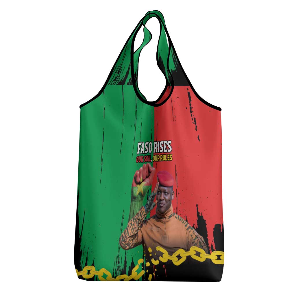 Faso Rises Our Soil Our Rules Grocery Bag Ibrahim Traore Revolutionary Spirit