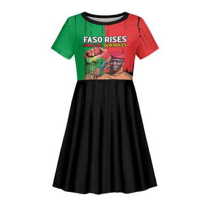 Faso Rises Our Soil Our Rules Kid Short Sleeve Dress Ibrahim Traore Revolutionary Spirit