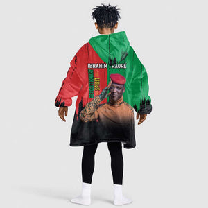 Faso Rises Our Soil Our Rules Kid Wearable Blanket Hoodie Ibrahim Traore Revolutionary Spirit