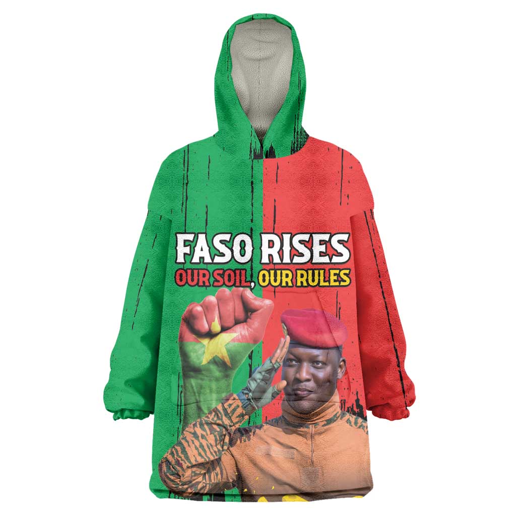 Faso Rises Our Soil Our Rules Kid Wearable Blanket Hoodie Ibrahim Traore Revolutionary Spirit