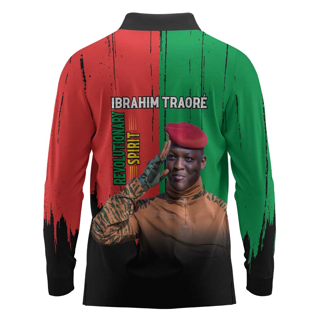 Faso Rises Our Soil Our Rules Long Sleeve Polo Shirt Ibrahim Traore Revolutionary Spirit