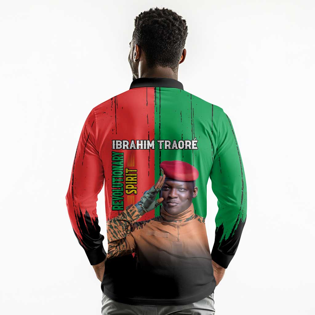 Faso Rises Our Soil Our Rules Long Sleeve Polo Shirt Ibrahim Traore Revolutionary Spirit