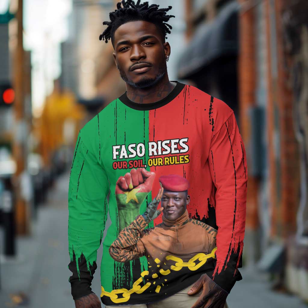 Faso Rises Our Soil Our Rules Long Sleeve Shirt Ibrahim Traore Revolutionary Spirit