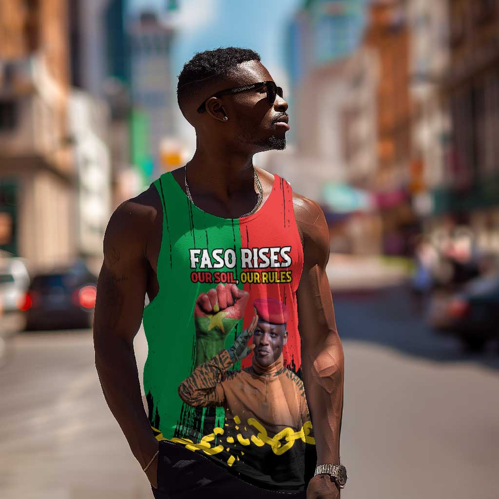 Faso Rises Our Soil Our Rules Men Tank Top Ibrahim Traore Revolutionary Spirit