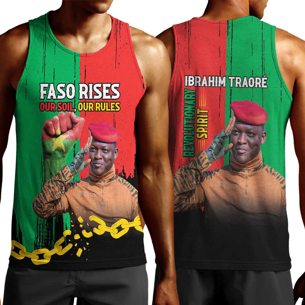 Faso Rises Our Soil Our Rules Men Tank Top Ibrahim Traore Revolutionary Spirit