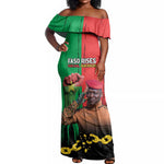 Faso Rises Our Soil Our Rules Off Shoulder Maxi Dress Ibrahim Traore Revolutionary Spirit
