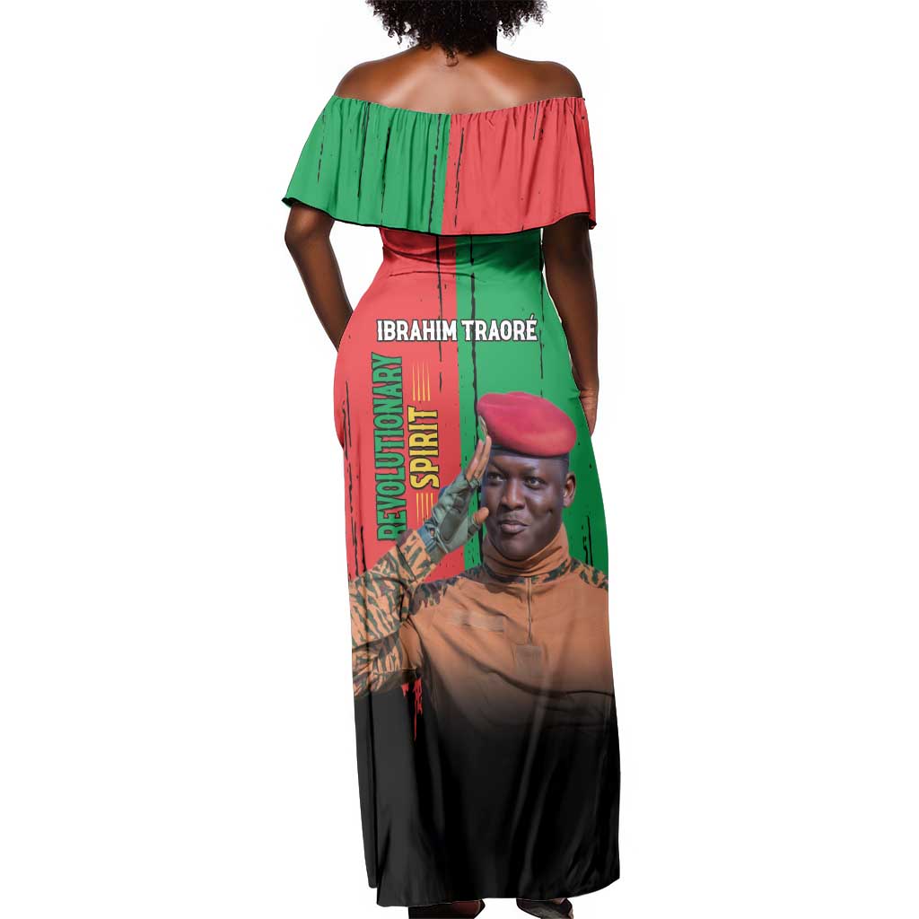 Faso Rises Our Soil Our Rules Off Shoulder Maxi Dress Ibrahim Traore Revolutionary Spirit