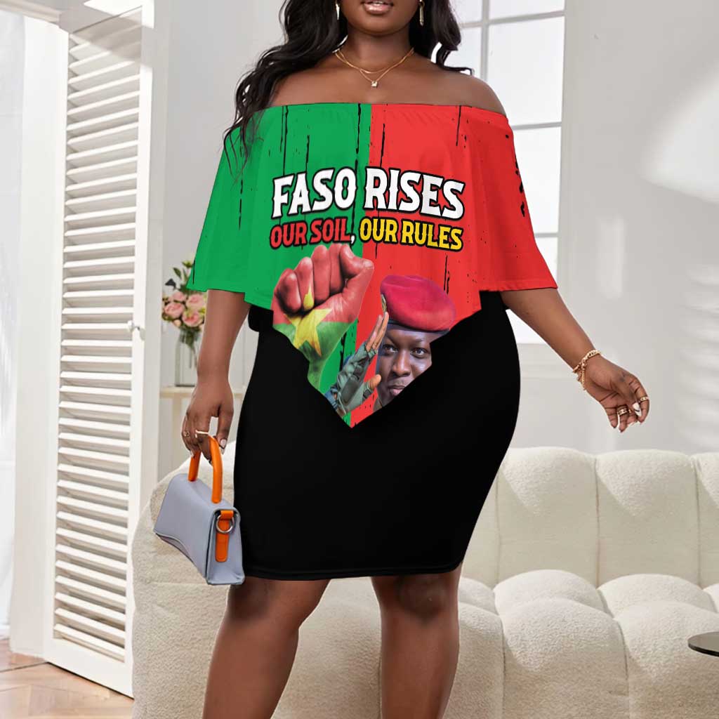 Faso Rises Our Soil Our Rules Off Shoulder Short Dress Ibrahim Traore Revolutionary Spirit