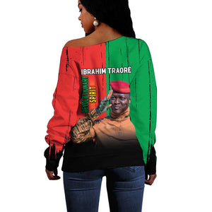Faso Rises Our Soil Our Rules Off Shoulder Sweater Ibrahim Traore Revolutionary Spirit