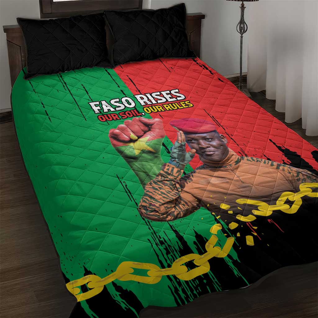 Faso Rises Our Soil Our Rules Quilt Bed Set Ibrahim Traore Revolutionary Spirit