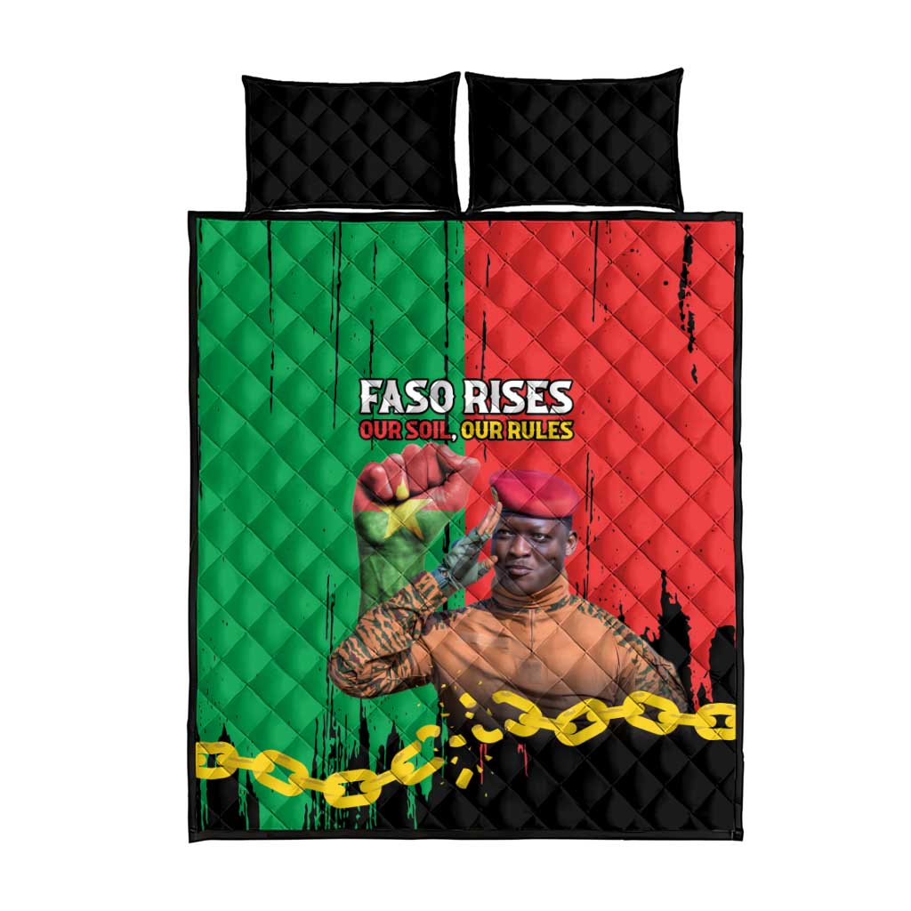 Faso Rises Our Soil Our Rules Quilt Bed Set Ibrahim Traore Revolutionary Spirit