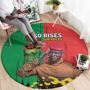 Faso Rises Our Soil Our Rules Round Carpet Ibrahim Traore Revolutionary Spirit