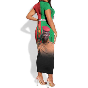 Faso Rises Our Soil Our Rules Short Sleeve Bodycon Dress Ibrahim Traore Revolutionary Spirit
