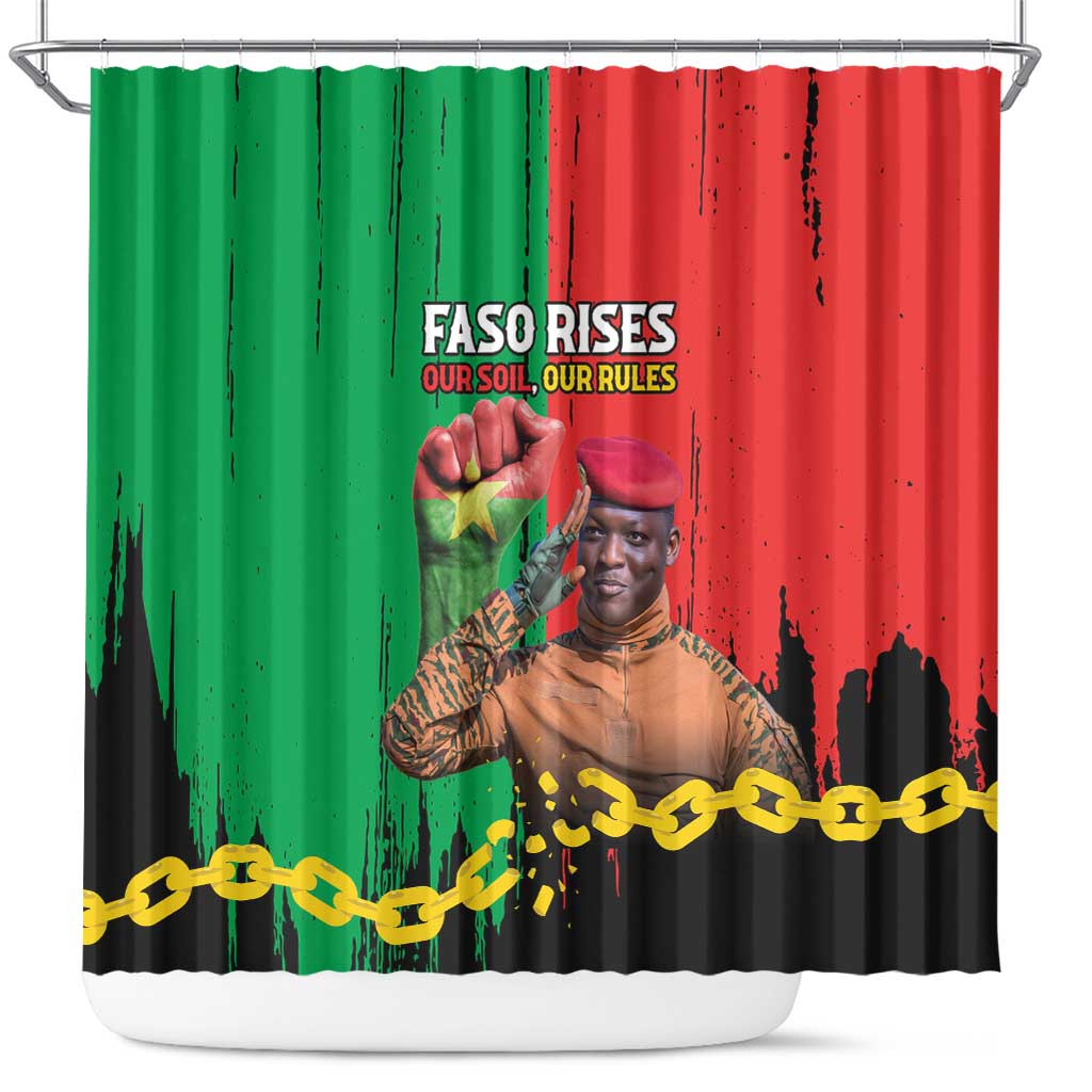 Faso Rises Our Soil Our Rules Shower Curtain Ibrahim Traore Revolutionary Spirit