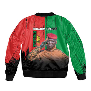 Faso Rises Our Soil Our Rules Sleeve Zip Bomber Jacket Ibrahim Traore Revolutionary Spirit