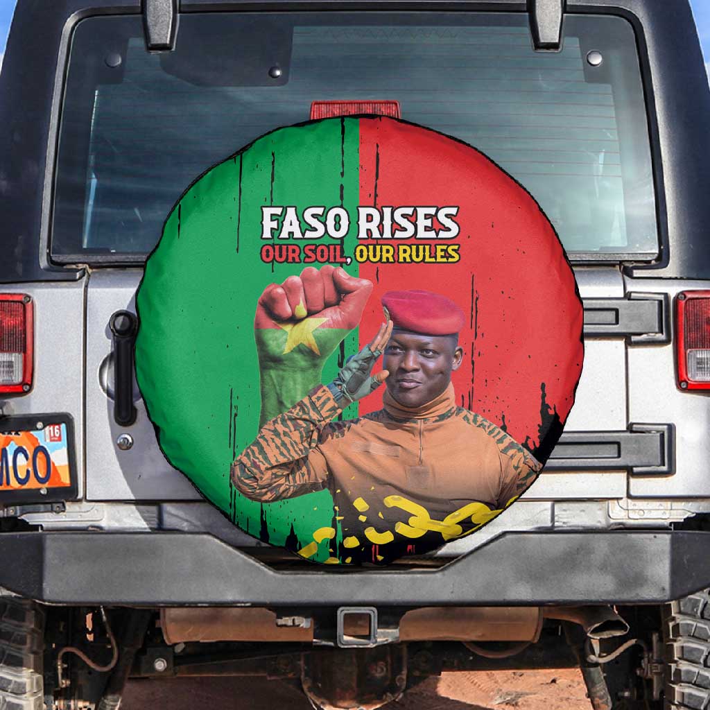 Faso Rises Our Soil Our Rules Spare Tire Cover Ibrahim Traore Revolutionary Spirit