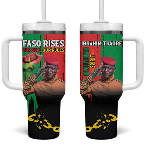 Faso Rises Our Soil Our Rules Tumbler With Handle Ibrahim Traore Revolutionary Spirit