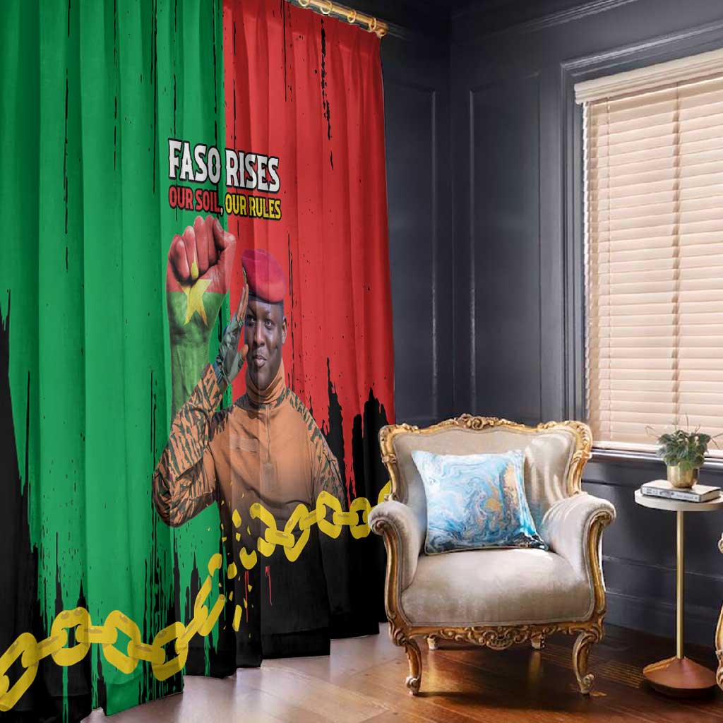 Faso Rises Our Soil Our Rules Window Curtain Ibrahim Traore Revolutionary Spirit