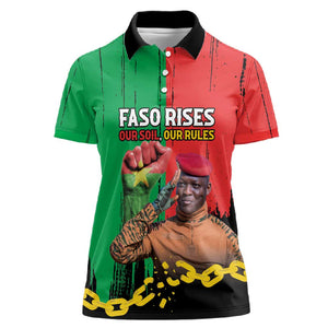 Faso Rises Our Soil Our Rules Women Polo Shirt Ibrahim Traore Revolutionary Spirit