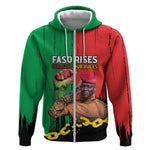 Faso Rises Our Soil Our Rules Zip Hoodie Ibrahim Traore Revolutionary Spirit