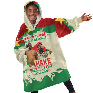 Ibrahim Traore Thomas Sankara Kid Wearable Blanket Hoodie Make Burkina Faso Great Again