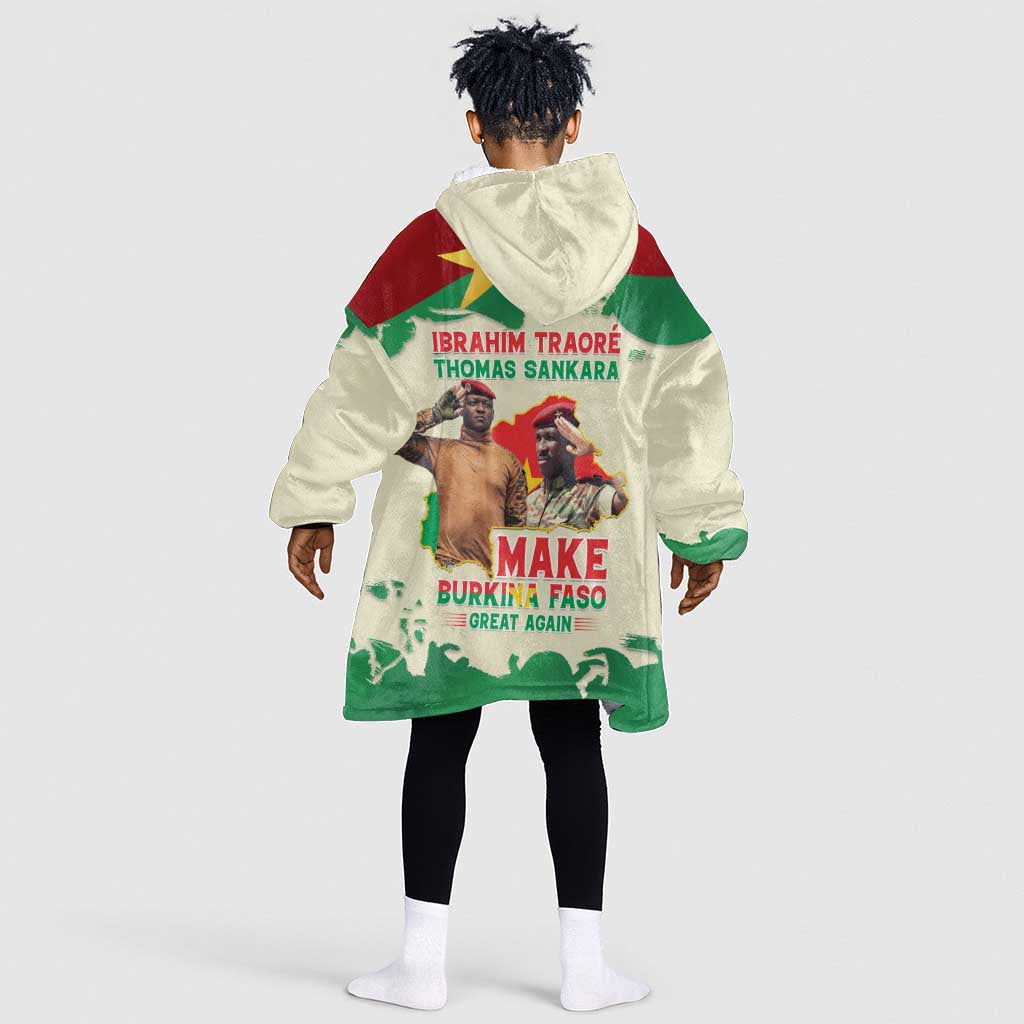 Ibrahim Traore Thomas Sankara Kid Wearable Blanket Hoodie Make Burkina Faso Great Again