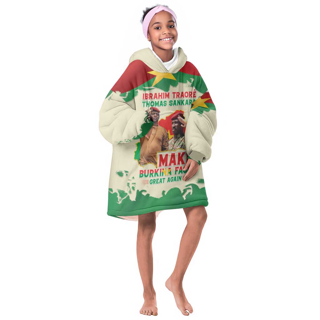 Ibrahim Traore Thomas Sankara Kid Wearable Blanket Hoodie Make Burkina Faso Great Again