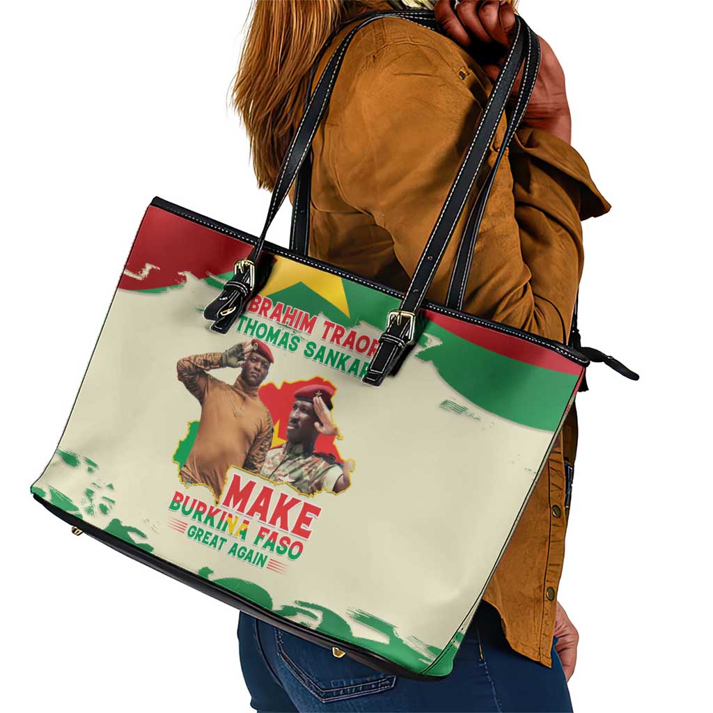 Ibrahim Traore Thomas Sankara Leather Tote Bag Make Burkina Faso Great Again