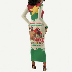 Ibrahim Traore Thomas Sankara Long Sleeve Bodycon Dress Make Burkina Faso Great Again