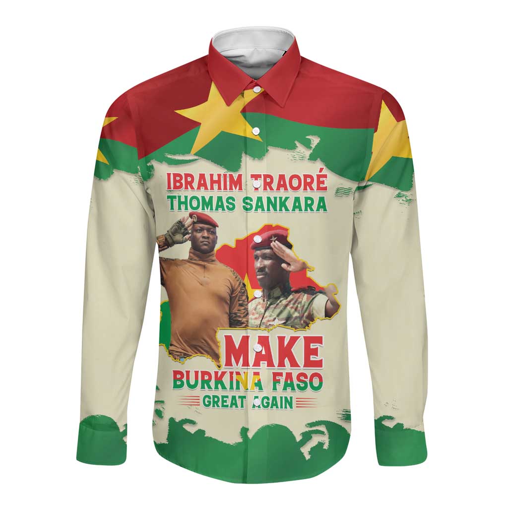 Ibrahim Traore Thomas Sankara Long Sleeve Button Shirt Make Burkina Faso Great Again