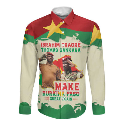 Ibrahim Traore Thomas Sankara Long Sleeve Button Shirt Make Burkina Faso Great Again