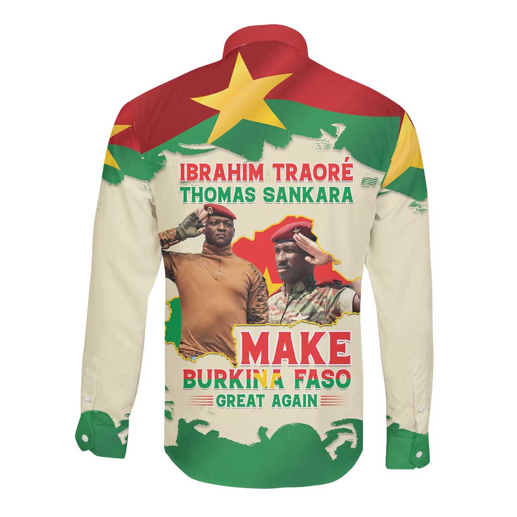 Ibrahim Traore Thomas Sankara Long Sleeve Button Shirt Make Burkina Faso Great Again