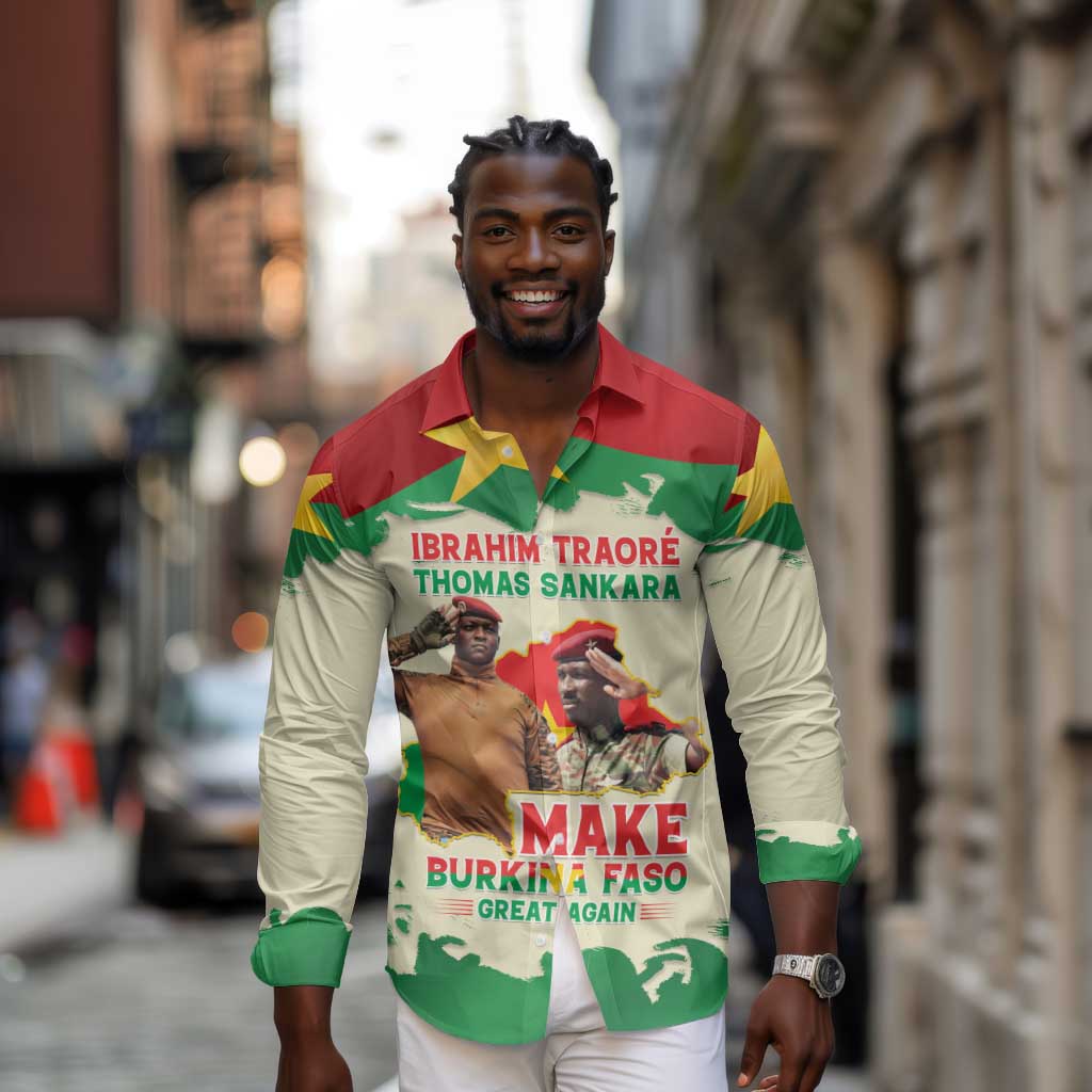 Ibrahim Traore Thomas Sankara Long Sleeve Button Shirt Make Burkina Faso Great Again