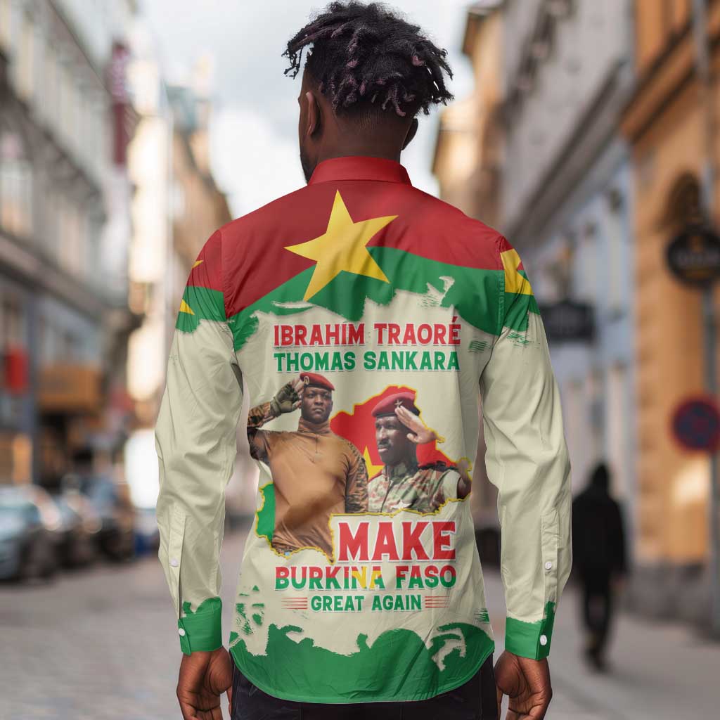 Ibrahim Traore Thomas Sankara Long Sleeve Button Shirt Make Burkina Faso Great Again