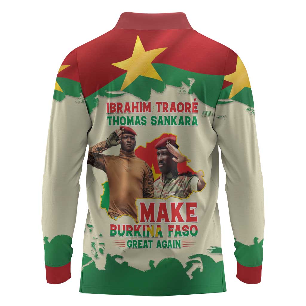 Ibrahim Traore Thomas Sankara Long Sleeve Polo Shirt Make Burkina Faso Great Again