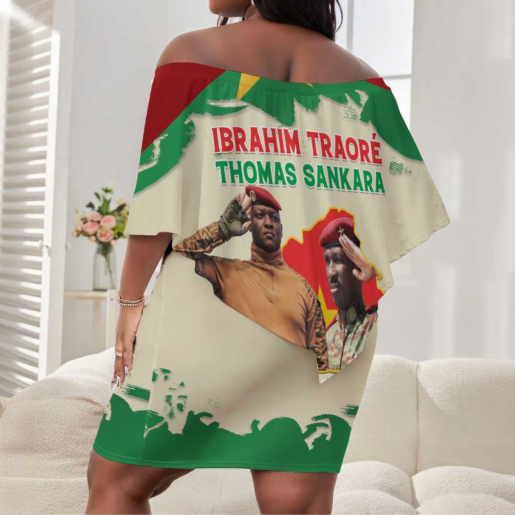 Ibrahim Traore Thomas Sankara Off Shoulder Short Dress Make Burkina Faso Great Again