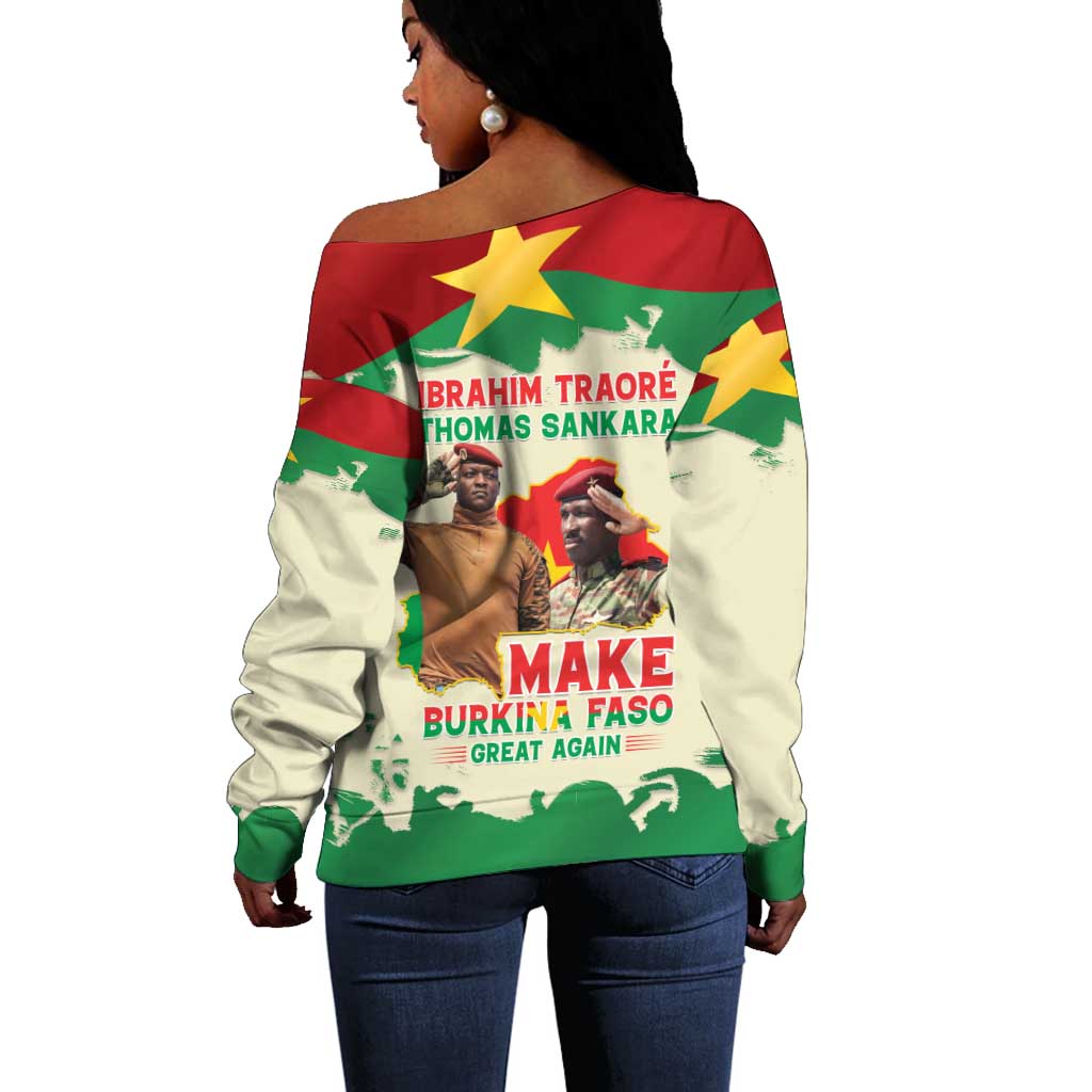 Ibrahim Traore Thomas Sankara Off Shoulder Sweater Make Burkina Faso Great Again