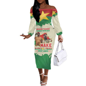 Ibrahim Traore Thomas Sankara Off The Shoulder Long Sleeve Dress Make Burkina Faso Great Again