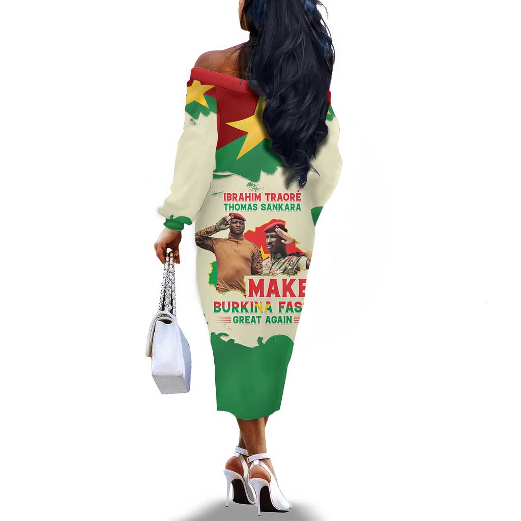 Ibrahim Traore Thomas Sankara Off The Shoulder Long Sleeve Dress Make Burkina Faso Great Again
