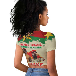Ibrahim Traore Thomas Sankara Raglan Cropped T shirt Make Burkina Faso Great Again